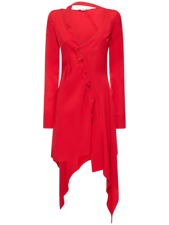 Stella McCartney: Vestido asimétrico de viscosa - Rojo - women_0 | Luisa Via Roma