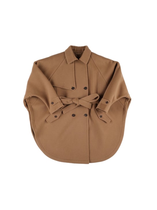Brunello Cucinelli: Double breast wool & cashmere coat - Kamelhaarfarben - kids-girls_0 | Luisa Via Roma