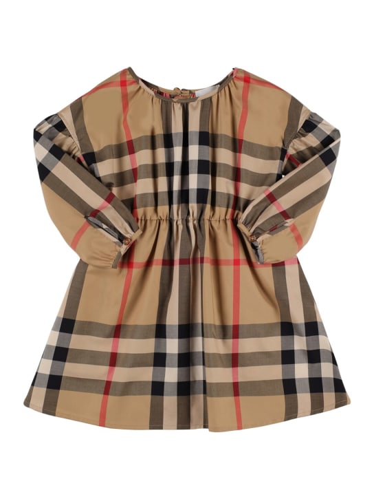 Burberry: Kleid aus Baumwolle mit Karodruck - Beige - kids-girls_0 | Luisa Via Roma