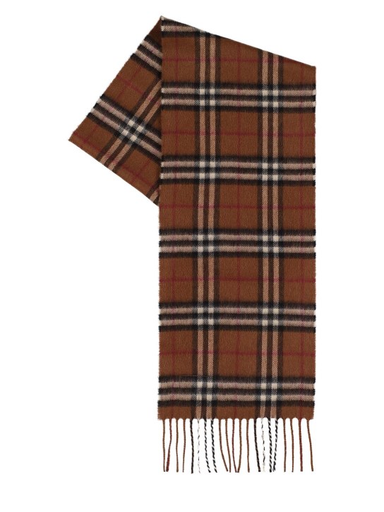 Burberry: Check intarsia cashmere scarf - Beige - kids-boys_0 | Luisa Via Roma