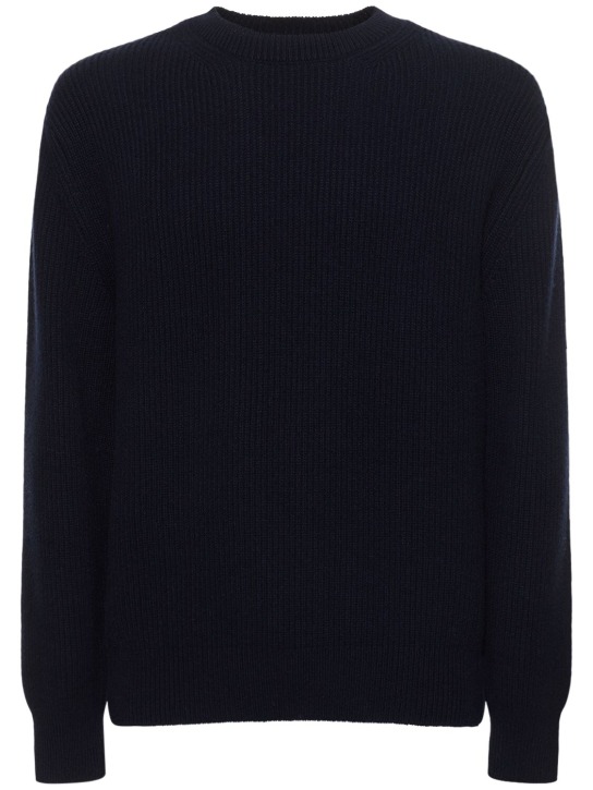 Zegna: Sweater aus Wollstrick - Dunkelblau - men_0 | Luisa Via Roma