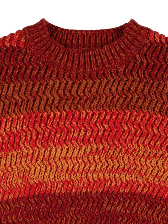 Chloé: Striped organic cotton & wool sweater - Orange - kids-girls_1 | Luisa Via Roma
