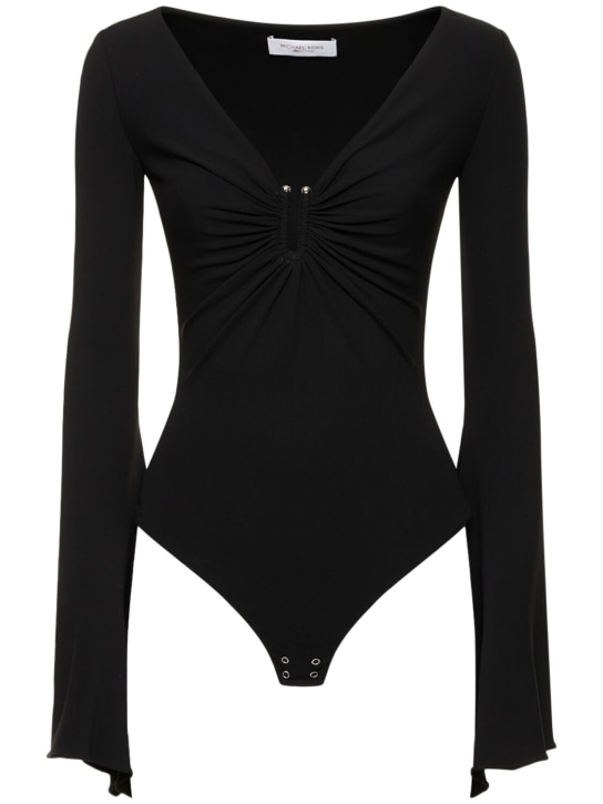 Michael Kors Collection: Stretch viscose jersey bodysuit - Black - women_0 | Luisa Via Roma