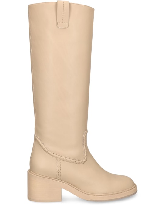 Chloé: 60mm Mallo leather tall boots - women_0 | Luisa Via Roma