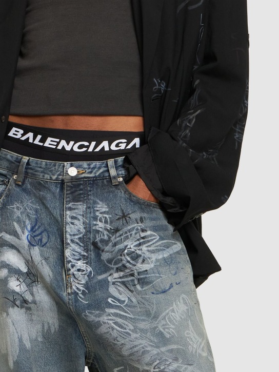 Balenciaga: Racer柔软棉质平角内裤 - 黑色 - men_1 | Luisa Via Roma