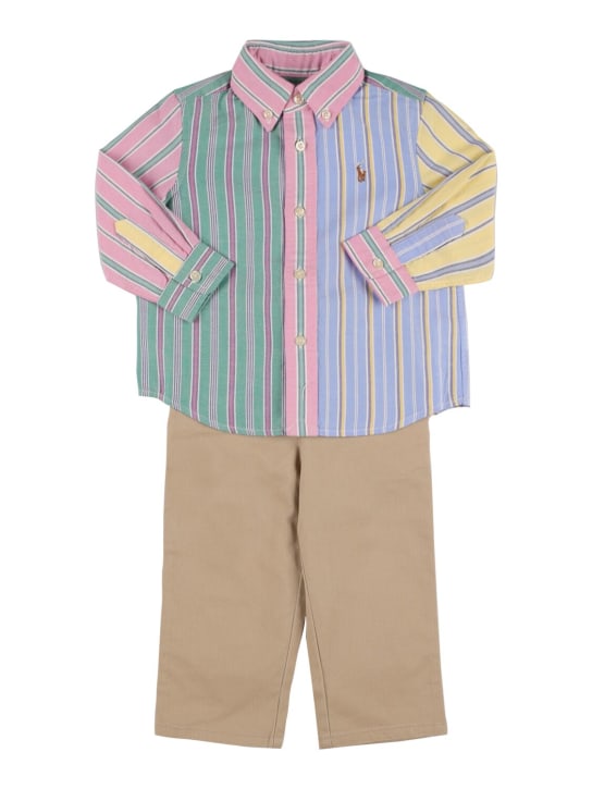 Ralph Lauren: Chemise en popeline de coton & pantalon stretch - Multicolore - kids-boys_0 | Luisa Via Roma