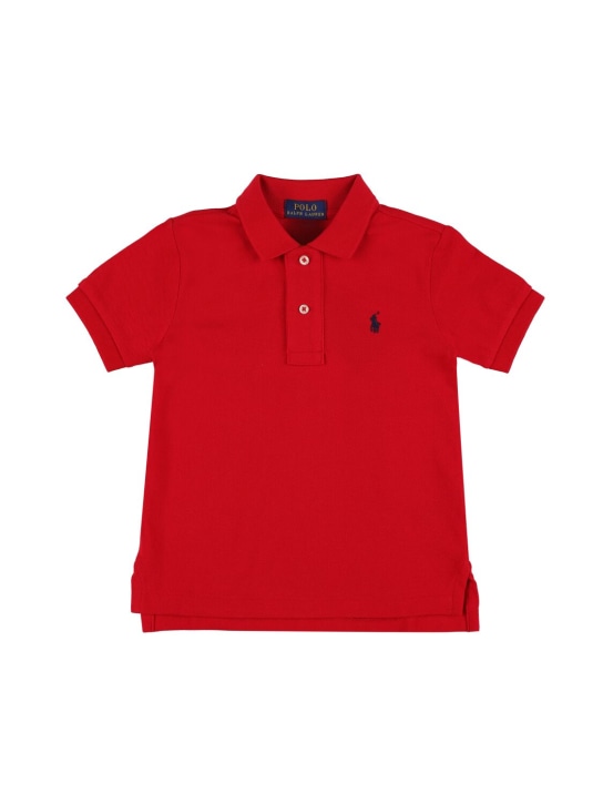 Ralph Lauren: Logo embroidered piquet polo shirt - kids-boys_0 | Luisa Via Roma