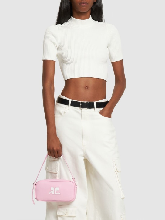 Courreges: AC leather shoulder bag - Candy Pink - women_1 | Luisa Via Roma