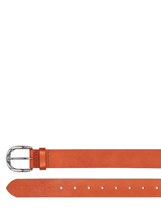 Marant: 3.5cm Zaph leather belt - Brown/Silver - men_2 | Luisa Via Roma