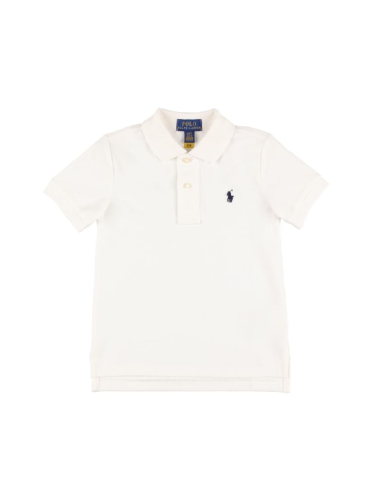 Ralph Lauren: Logo embroidered piquet polo shirt - White - kids-boys_0 | Luisa Via Roma