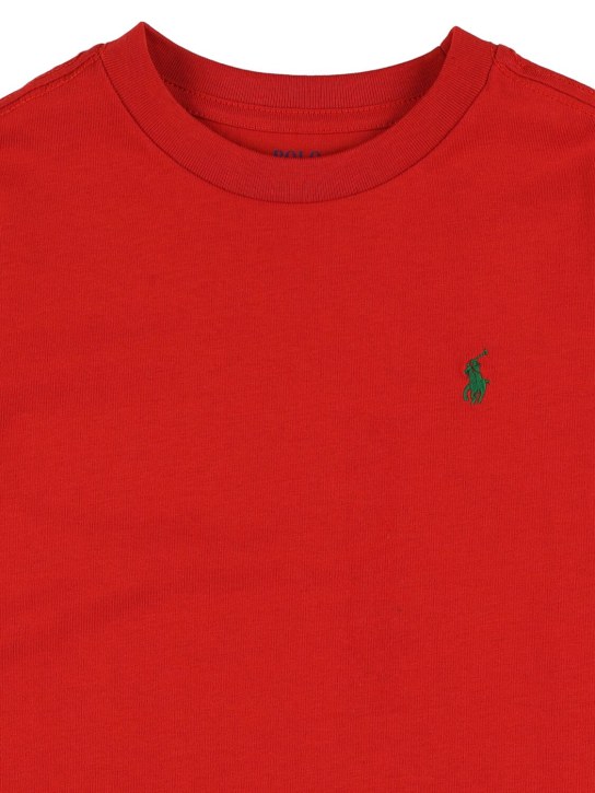 Ralph Lauren: T-shirt en jersey de coton à logo brodé - kids-girls_1 | Luisa Via Roma