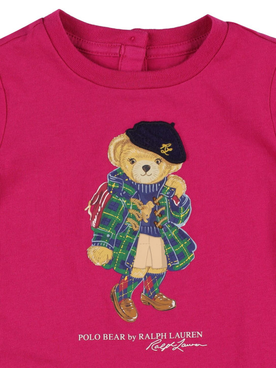 Polo Ralph Lauren: T-shirt en jersey de coton imprimé ourson - Fuchsia - kids-girls_1 | Luisa Via Roma