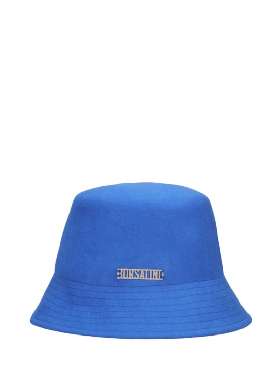 Borsalino: 6cm Noa wool felt bucket hat - Blue - men_0 | Luisa Via Roma