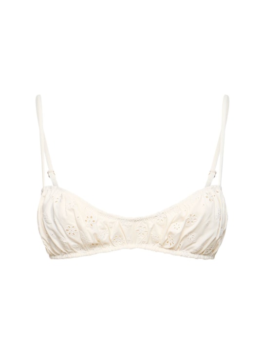 Weworewhat: Ruched eyelet bikini top - Ivory - women_0 | Luisa Via Roma