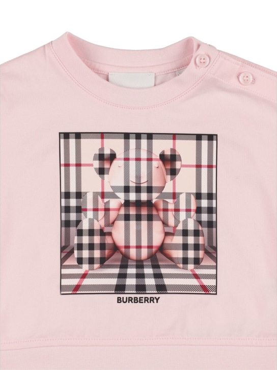 Burberry: T-shirt in jersey di cotone stampato con logo - Rosa - kids-girls_1 | Luisa Via Roma