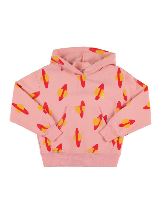 The Animals Observatory: Sweat-shirt en coton imprimé planète à capuche - Rose - kids-girls_0 | Luisa Via Roma