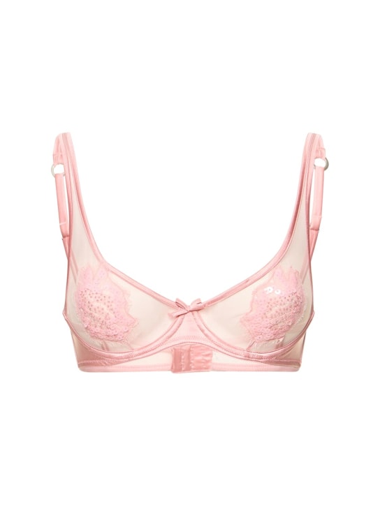 Fleur Du Mal: Soutien-gorge à armature avec perles - Rose - women_0 | Luisa Via Roma