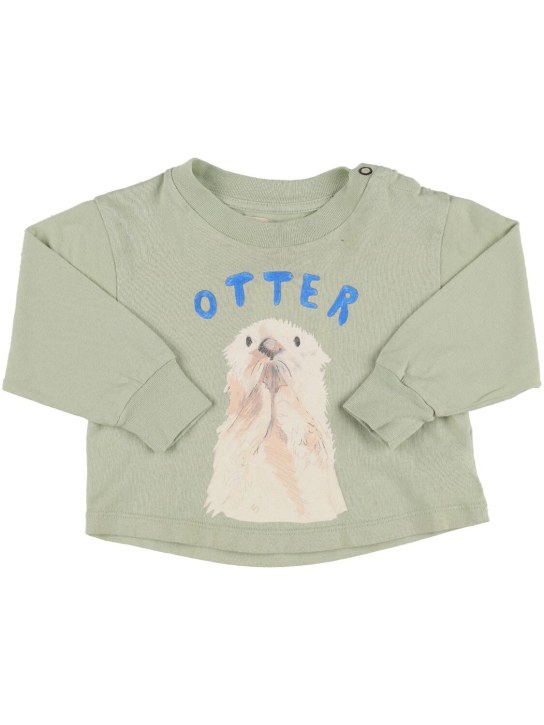 The Animals Observatory: Otter印花棉质平纹针织T恤 - kids-girls_0 | Luisa Via Roma