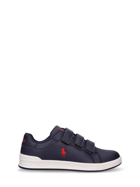 Polo Ralph Lauren: Faux leather strap sneakers - Dunkelblau - kids-boys_0 | Luisa Via Roma