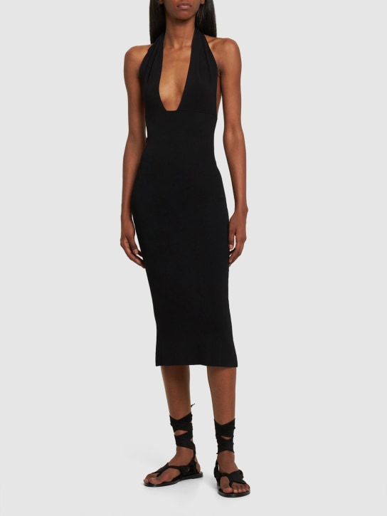 Weworewhat: Vestido halter midi de nylon y viscosa - Negro - women_1 | Luisa Via Roma