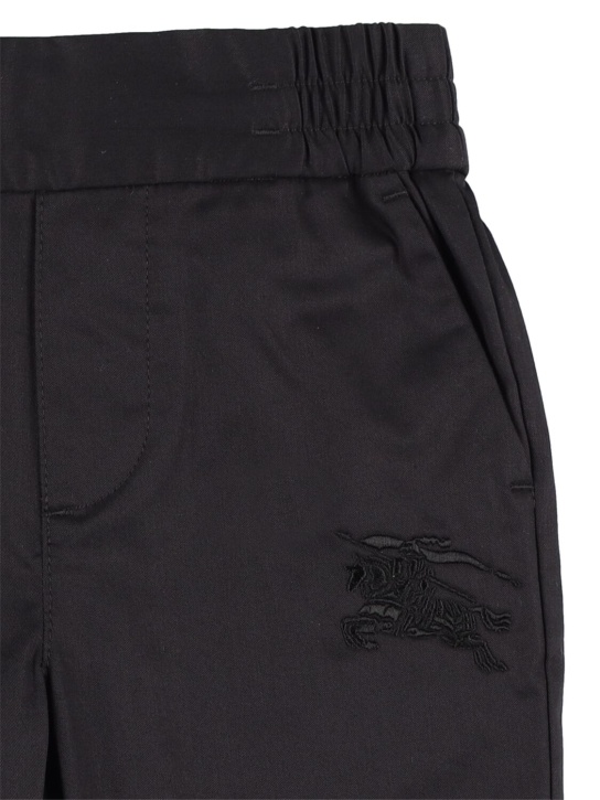 Burberry: Pantalon en coton à logo brodé - Noir - kids-girls_1 | Luisa Via Roma