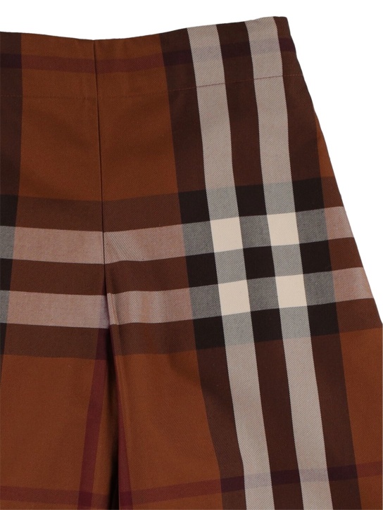Burberry: Pantalon large en coton imprimé carreaux - Marron - kids-girls_1 | Luisa Via Roma