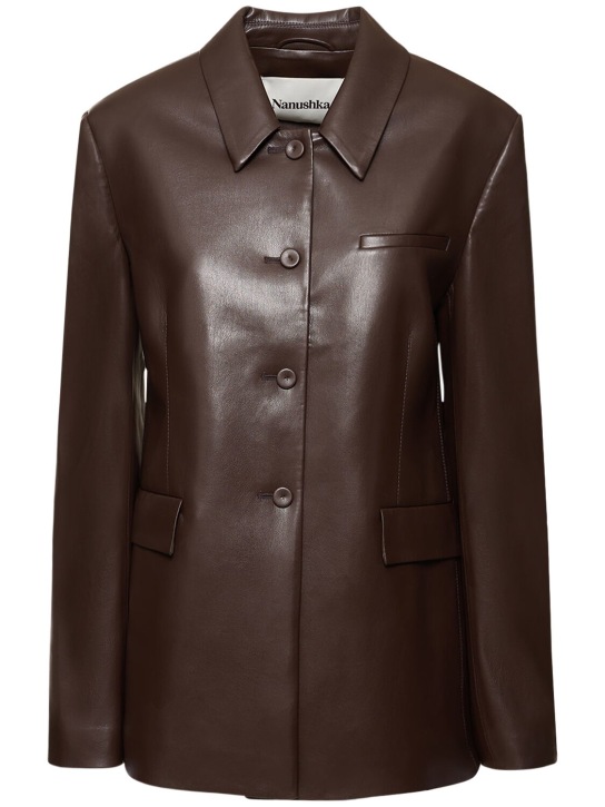 Nanushka: Hadasa faux leather jacket - Brown - women_0 | Luisa Via Roma