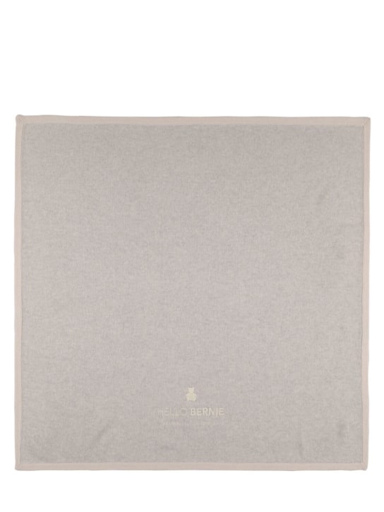 Brunello Cucinelli: Cashmere blanket w/embroidered logo - Gri/Beyaz - kids-girls_0 | Luisa Via Roma