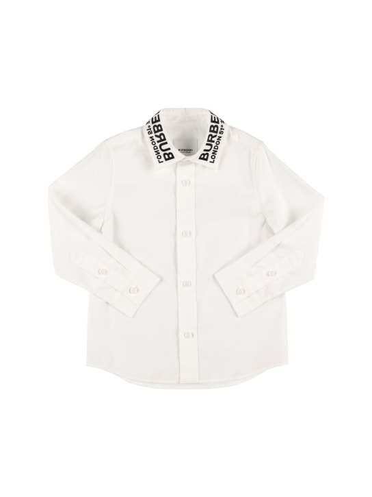 Burberry: Camisa de popelina de algodón - Blanco - kids-boys_0 | Luisa Via Roma
