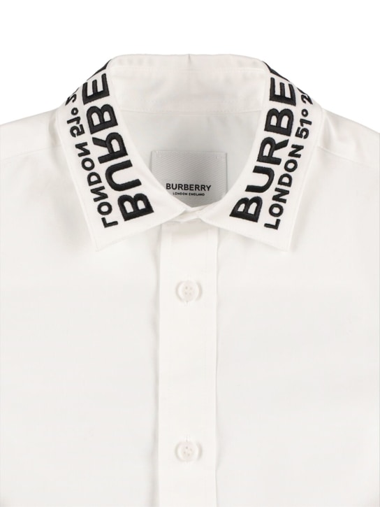 Burberry: Camicia in popeline di misto cotone - Bianco - kids-boys_1 | Luisa Via Roma