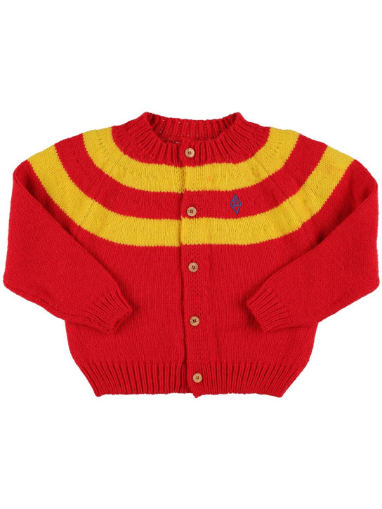 The Animals Observatory: Wool knit cardigan - Red - kids-boys_0 | Luisa Via Roma