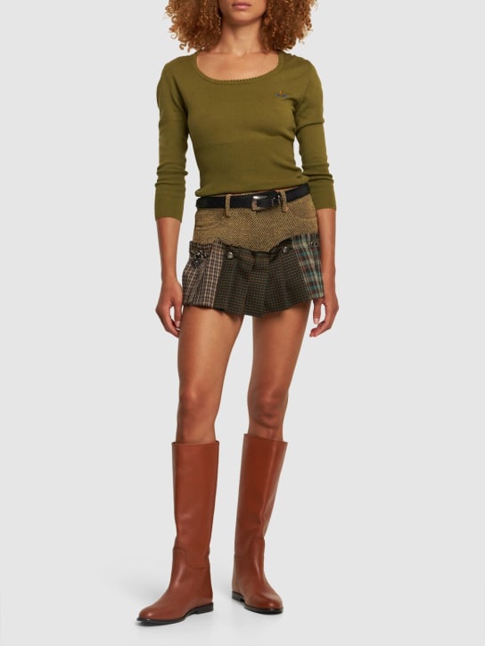 Vivienne Westwood: Bebe logo cotton & cashmere knit sweater - Koyu Yeşil - women_1 | Luisa Via Roma