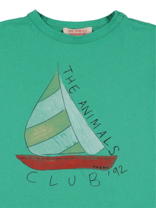 The Animals Observatory: T-shirt en coton biologique imprimé bateau à voile - kids-girls_1 | Luisa Via Roma
