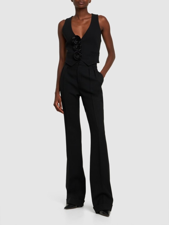 Magda Butrym: Gilet in twill di lana con rose - Nero - women_1 | Luisa Via Roma