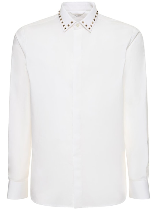 Valentino: Nietenbesetztes Hemd aus Baumwolle - Weiß - men_0 | Luisa Via Roma