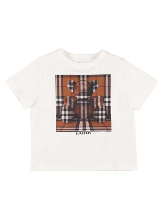 Burberry: T-Shirt aus Baumwolljersey mit Logodruck - Weiß - kids-girls_0 | Luisa Via Roma