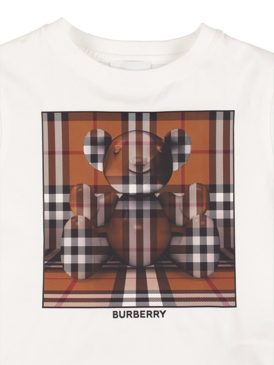 Burberry: Camiseta de jersey de algodón con logo - Blanco - kids-boys_1 | Luisa Via Roma