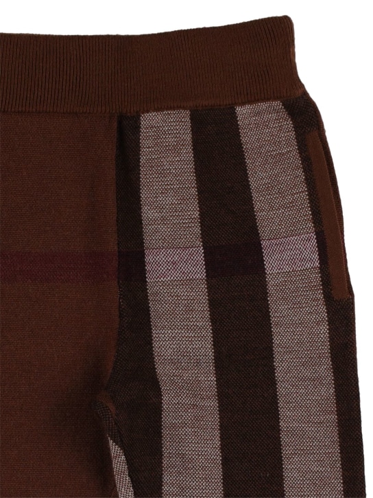 Burberry: Pantaloni in felpa di lana check - Marrone - kids-girls_1 | Luisa Via Roma