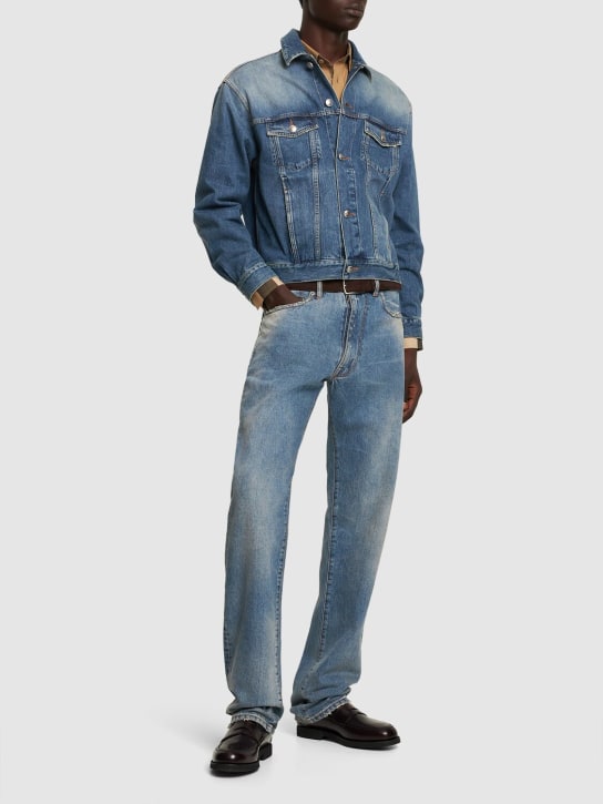 Burberry: Harlan denim trucker jacket - Vintage Denim - men_1 | Luisa Via Roma