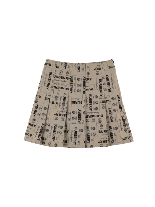 Burberry: Printed logo tech pleated skirt - Beige - kids-girls_0 | Luisa Via Roma