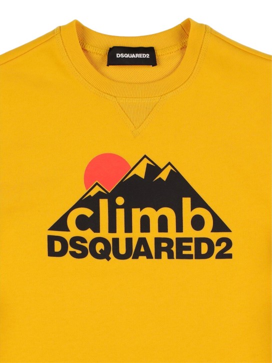 Dsquared2: Sweat-shirt en coton imprimé logo - Jaune - kids-girls_1 | Luisa Via Roma