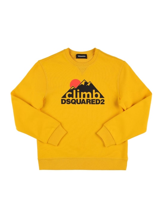 Dsquared2: Logo printed cotton sweatshirt - Yellow - kids-girls_0 | Luisa Via Roma