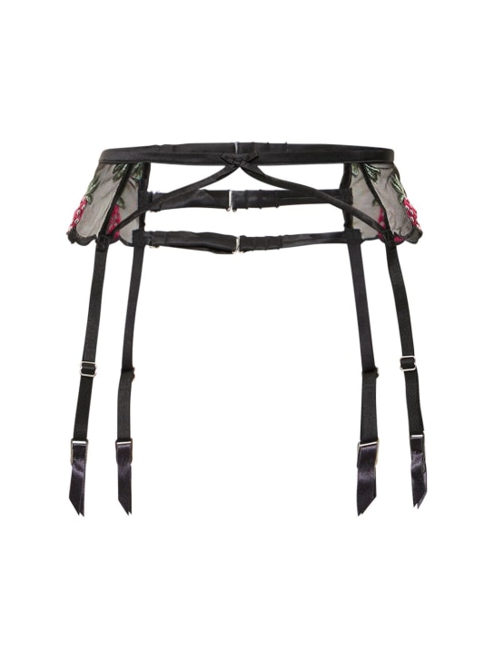 Fleur Du Mal: Bondage Pineapple suspender belt - Black - women_0 | Luisa Via Roma