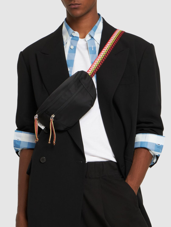 Lanvin: Curb small nylon belt bag - Siyah - men_1 | Luisa Via Roma