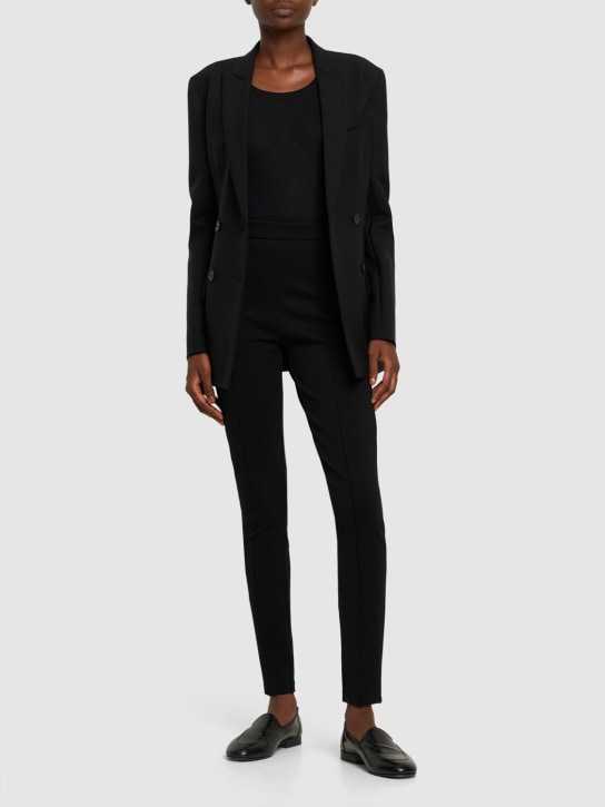 Max Mara: Torino tech jersey leggings - Black - women_1 | Luisa Via Roma