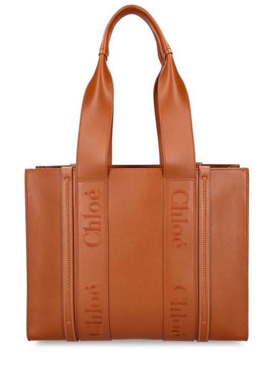 Chloé: Medium Woody leather tote bag - Karamel - women_0 | Luisa Via Roma