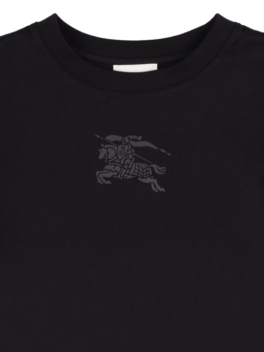 Burberry: Logo embroidered cotton t-shirt - Black - kids-girls_1 | Luisa Via Roma