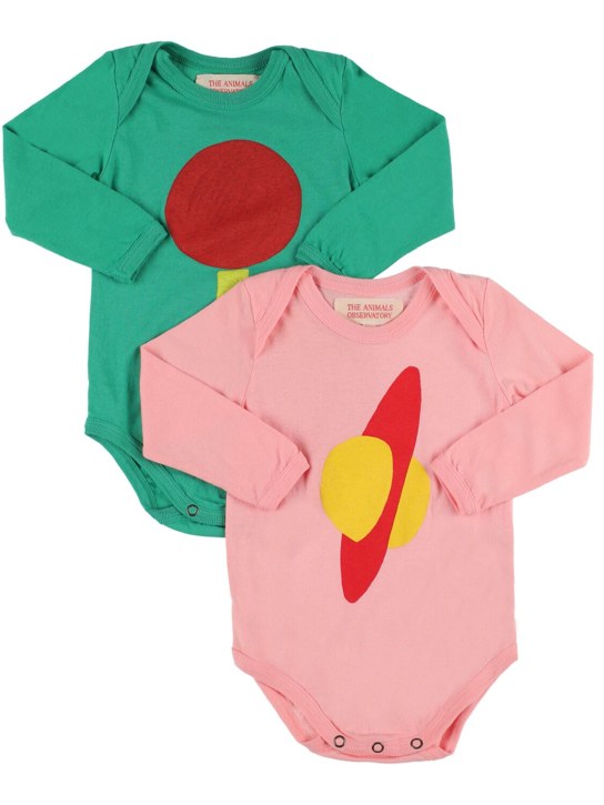 The Animals Observatory: Set de 2 bodies de jersey de algodón estampados - Multicolor - kids-girls_0 | Luisa Via Roma