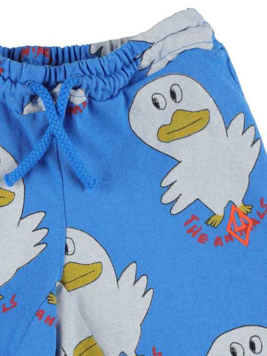 The Animals Observatory: Duck print cotton sweat shorts - Blau - kids-boys_1 | Luisa Via Roma