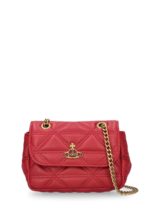 Vivienne Westwood: Petit sac porté épaule en cuir Harlequin - Rouge - women_0 | Luisa Via Roma